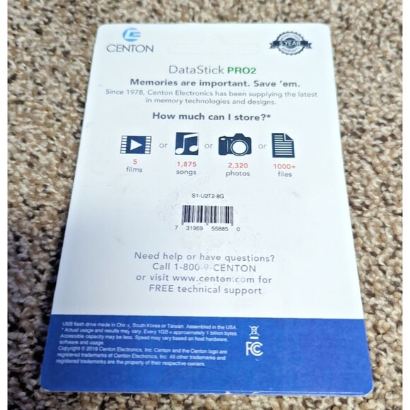 Centon DataStick Pro2 8GB USB 2.0 Flash Drive – Sealed, S1-U2T2-8G - Picture 2 of 11